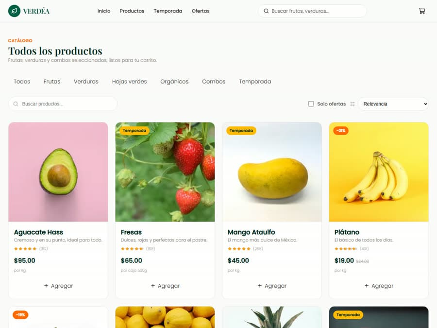 VERDÉA — Marketplace de frutas y verduras